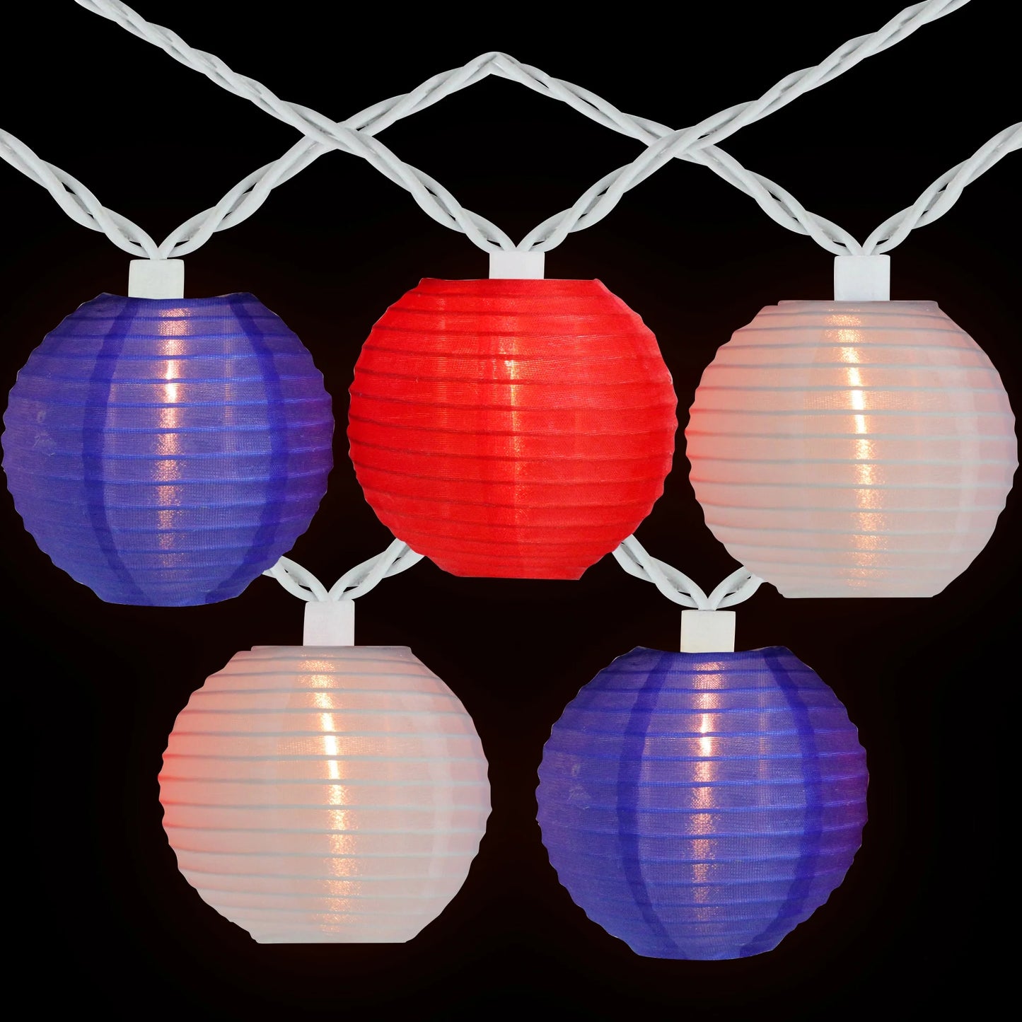 10-Count Patriotic Chinese Lantern 4Th of July String Lights, 7.5Ft White Wire