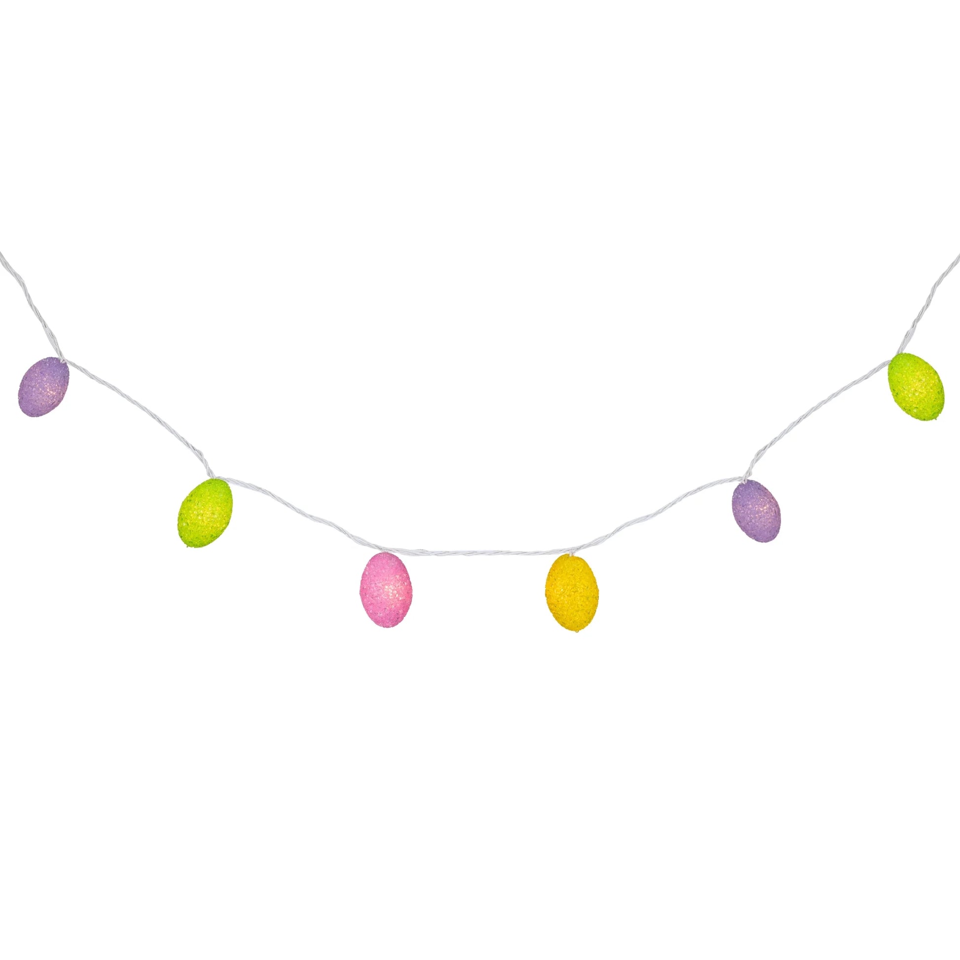 10Ct Pastel Easter Eggs String Light Set, 7.25Ft White Wire