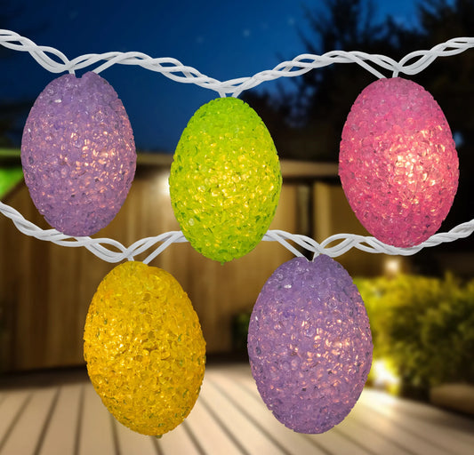 10Ct Pastel Easter Eggs String Light Set, 7.25Ft White Wire