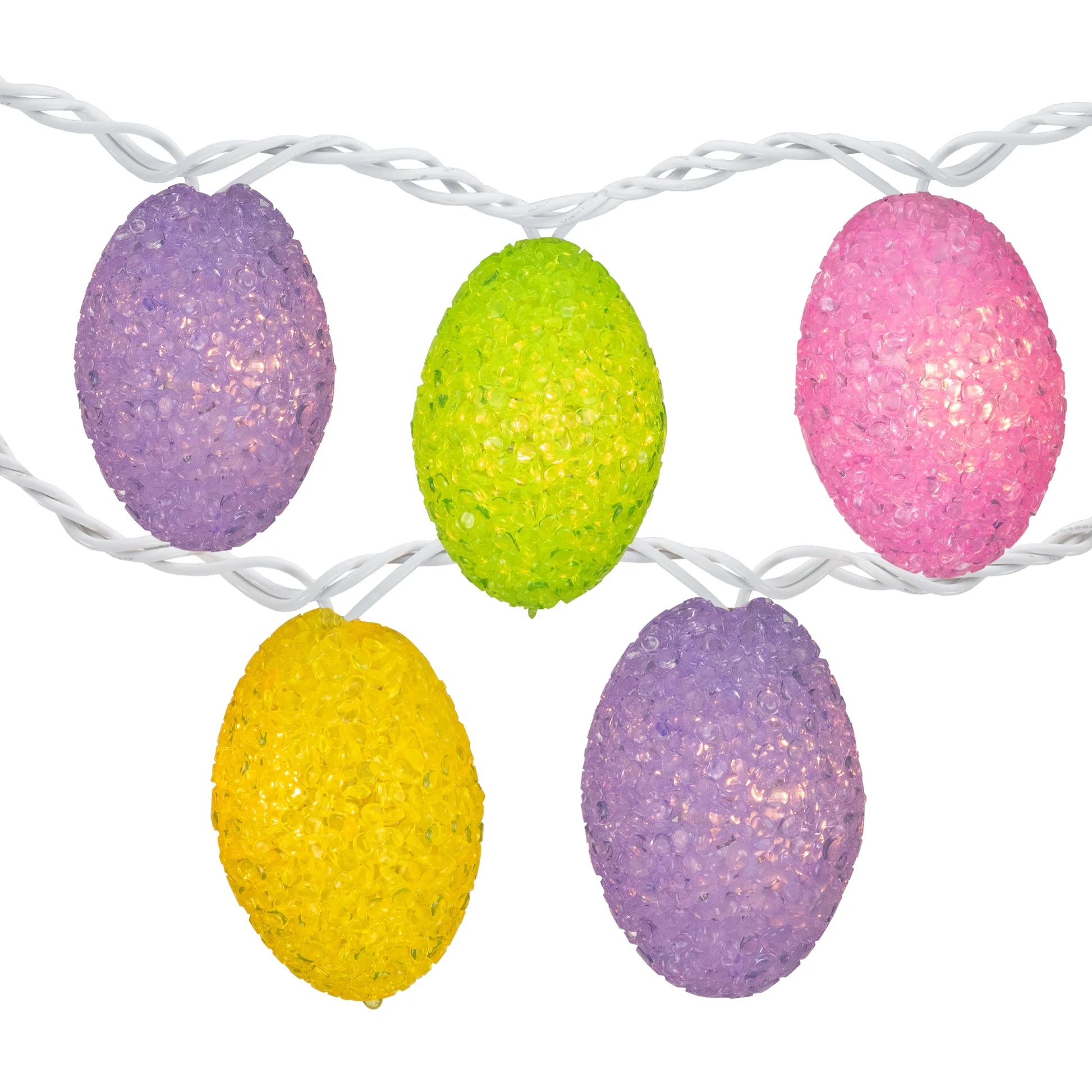 10Ct Pastel Easter Eggs String Light Set, 7.25Ft White Wire