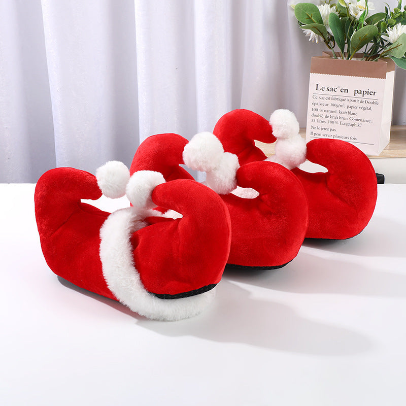 Christmas Cute Cotton Slippers Red Cartoon Santa Elf Shoes