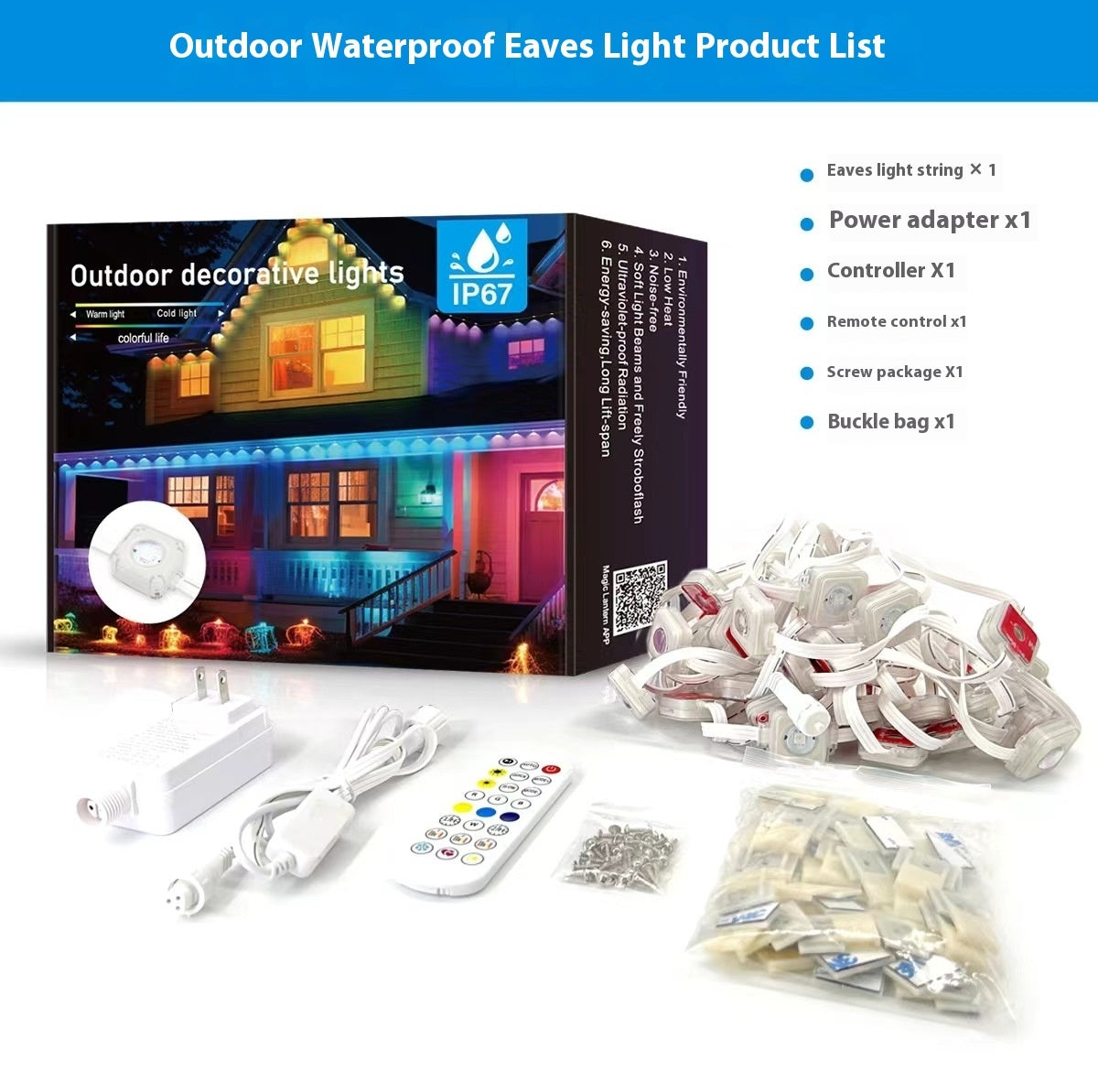 Outdoor Bluetooth LED Eaves Lights - Smart Point Light Source Control, Magic Garden Lamp