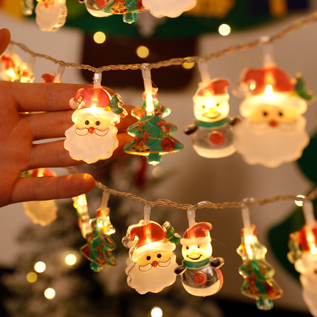 Christmas Lights String Santa Claus Snowman Battery-operated Garland LED Christmas Decorative Light Party New Year's Decor