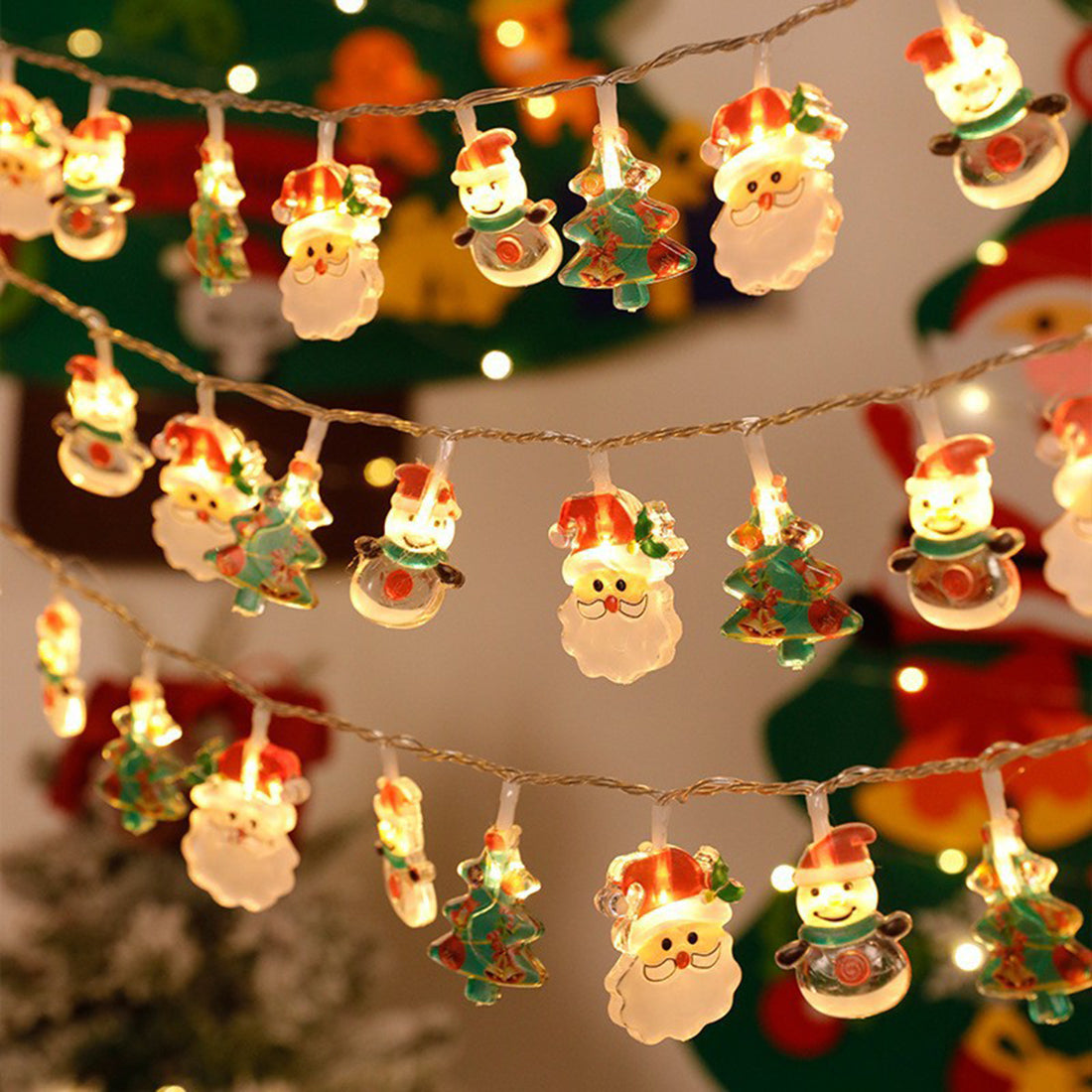 Christmas Lights String Santa Claus Snowman Battery-operated Garland LED Christmas Decorative Light Party New Year's Decor