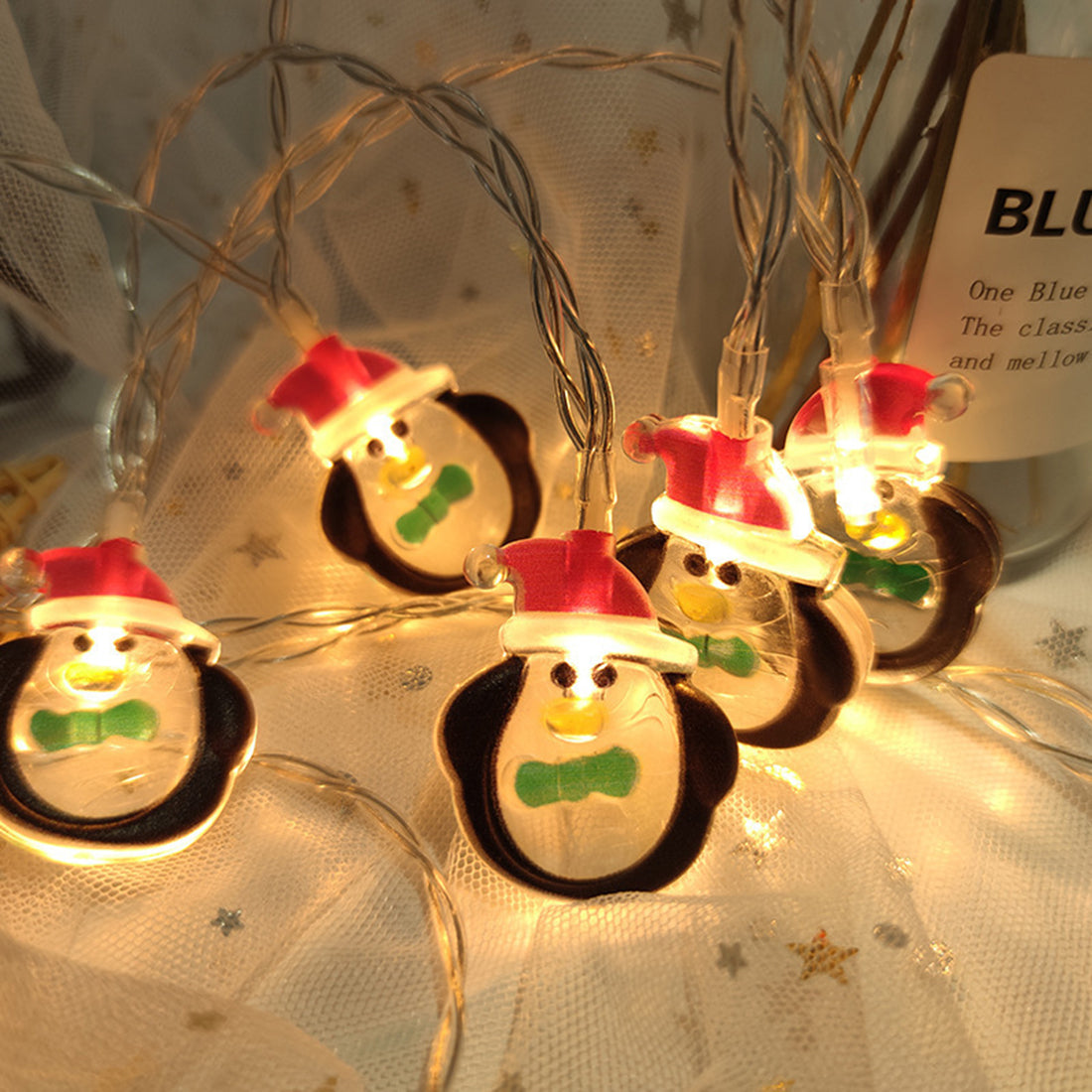 Christmas Lights String Santa Claus Snowman Battery-operated Garland LED Christmas Decorative Light Party New Year's Decor