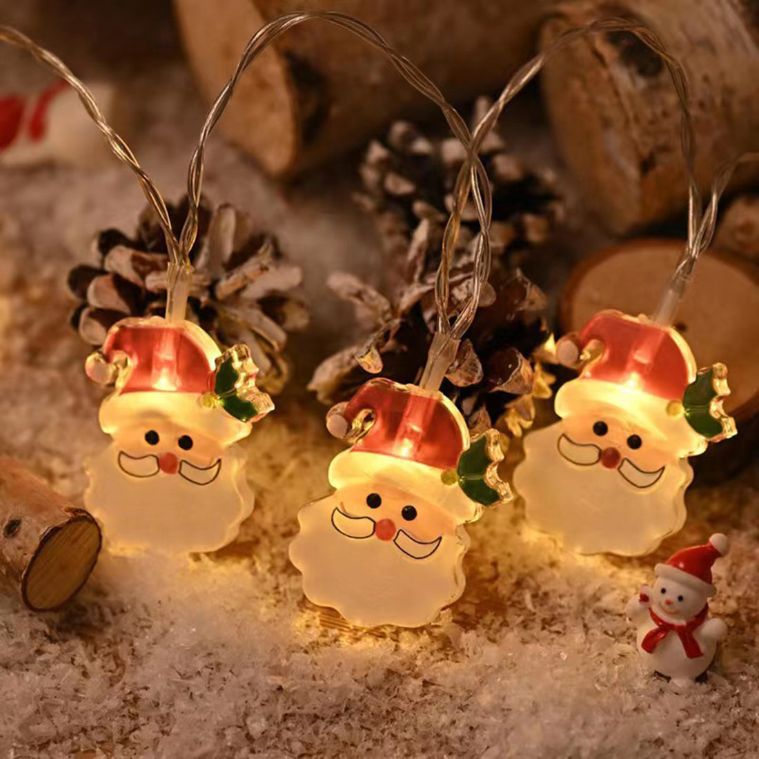 Christmas Lights String Santa Claus Snowman Battery-operated Garland LED Christmas Decorative Light Party New Year's Decor