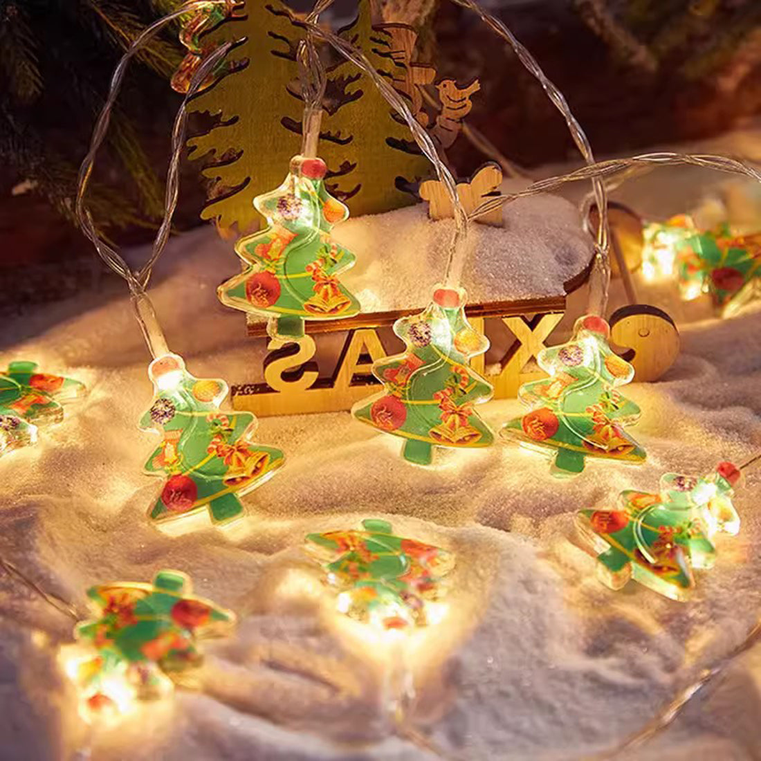 Christmas Lights String Santa Claus Snowman Battery-operated Garland LED Christmas Decorative Light Party New Year's Decor