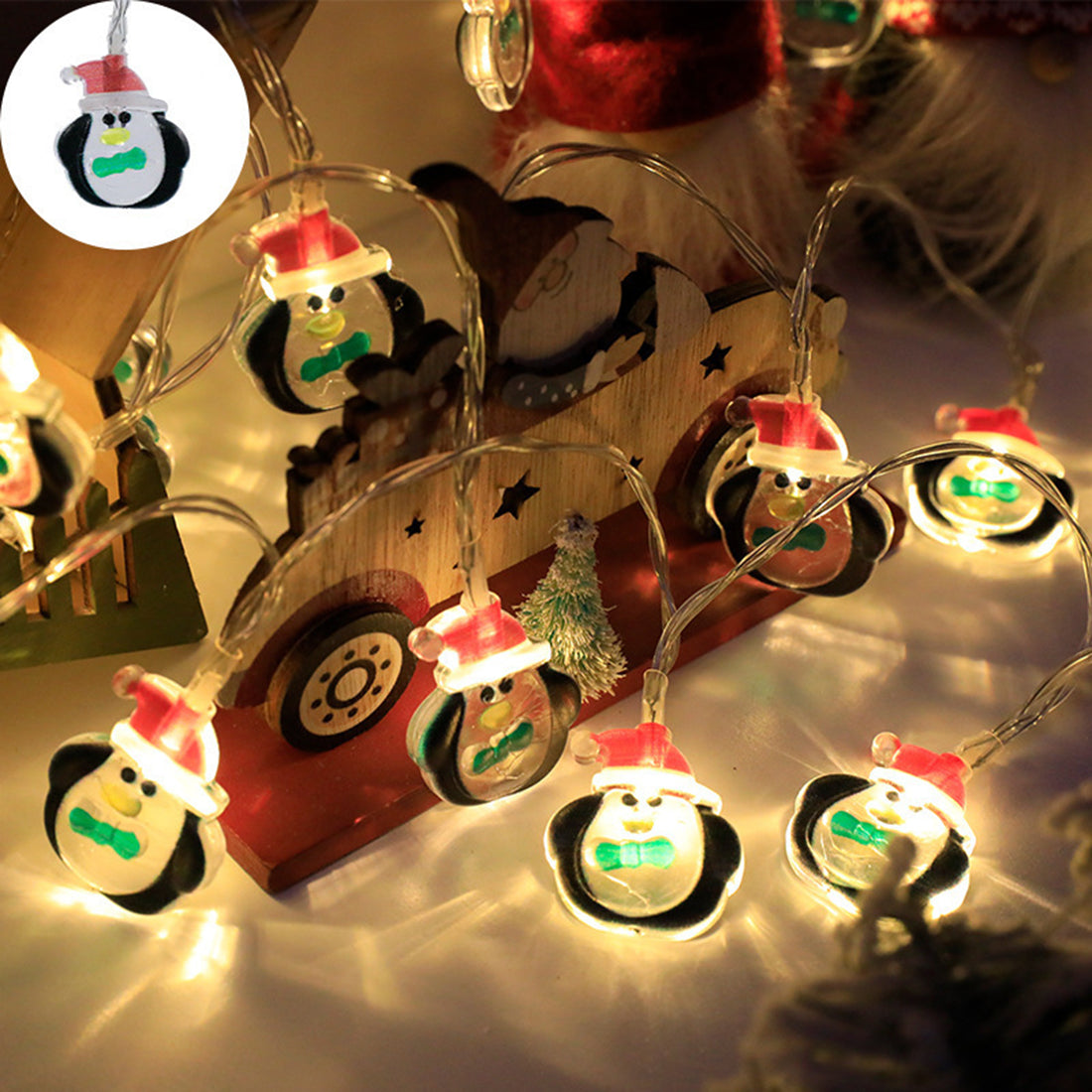 Christmas Lights String Santa Claus Snowman Battery-operated Garland LED Christmas Decorative Light Party New Year's Decor