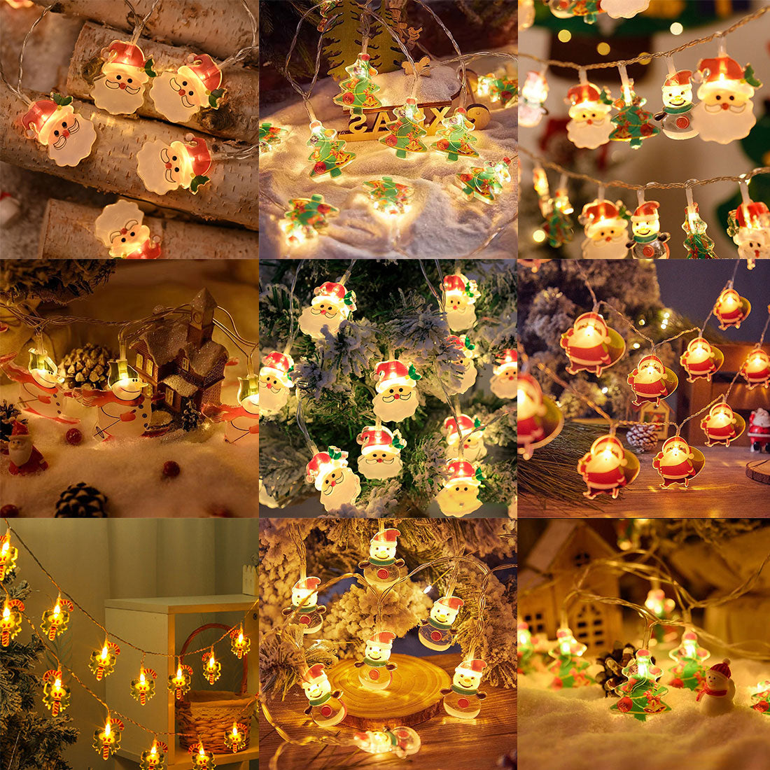 Christmas Lights String Santa Claus Snowman Battery-operated Garland LED Christmas Decorative Light Party New Year's Decor