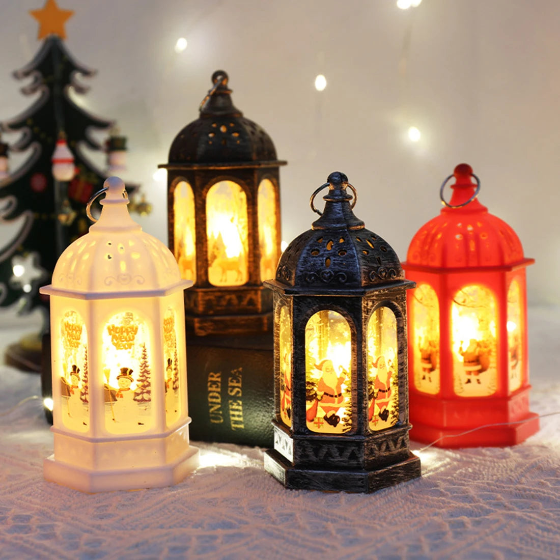 Christmas Candle Lights, Table Lamps, Santa Claus and Snowman Decorations, Small Night Lights, Desktop Ornaments for Festival and New Year Decor