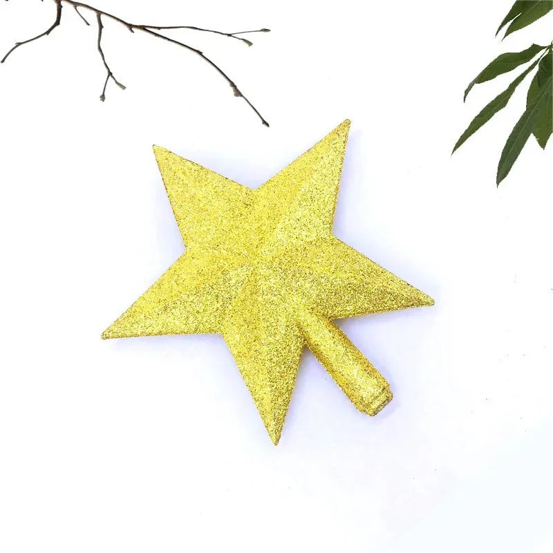 10/15/20cm Christmas Tree Top Star, Shiny Gold Powder Five-Pointed Star, Merry Christmas Home Decorations, New Year's Ornament