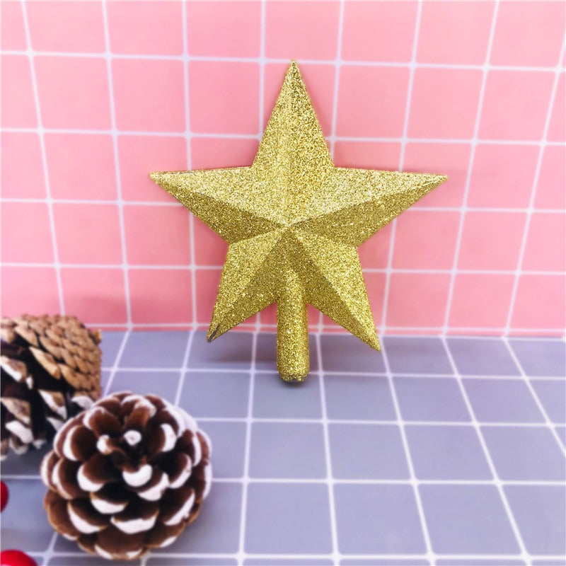 10/15/20cm Christmas Tree Top Star, Shiny Gold Powder Five-Pointed Star, Merry Christmas Home Decorations, New Year's Ornament