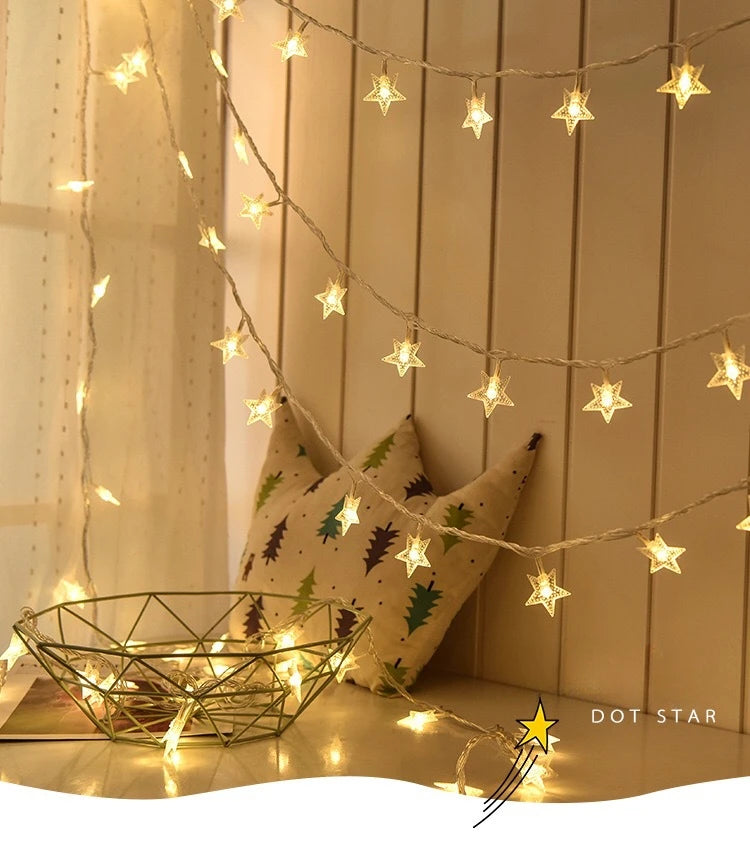 3M 20 LED Christmas String Lights, Outdoor Star Chain Garland, Fairy Bulb Lights for Party, Home, Wedding, Garden, and Christmas Decor