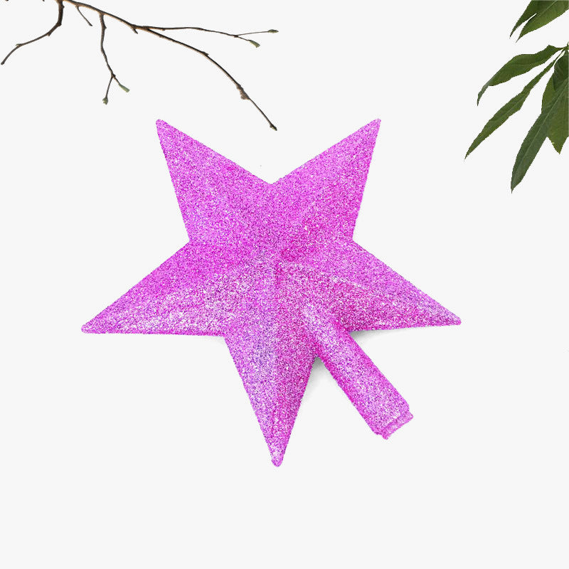 10/15/20cm Christmas Tree Top Star, Shiny Gold Powder Five-Pointed Star, Merry Christmas Home Decorations, New Year's Ornament