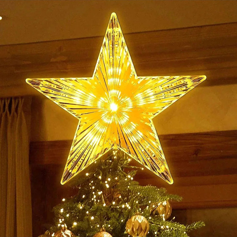 1Pcs 15/19cm Warm/White Christmas Tree Ornaments Top Stars LED Light Lamp Christmas Decorations For Home Xmas Trees New Year Nav