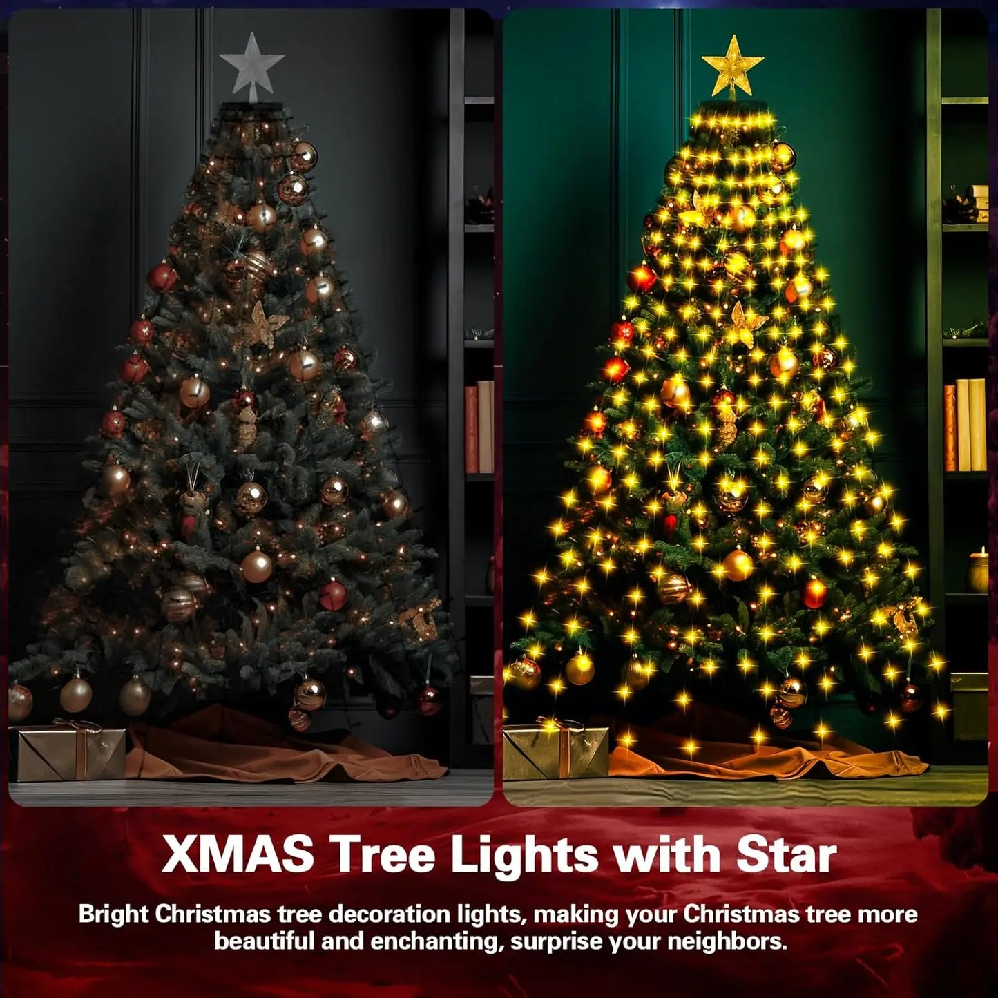 XMSJ 400 LED Christmas Tree Lights, Indoor and Outdoor Christmas Lights, Waterfall Lights for Holiday Decorations