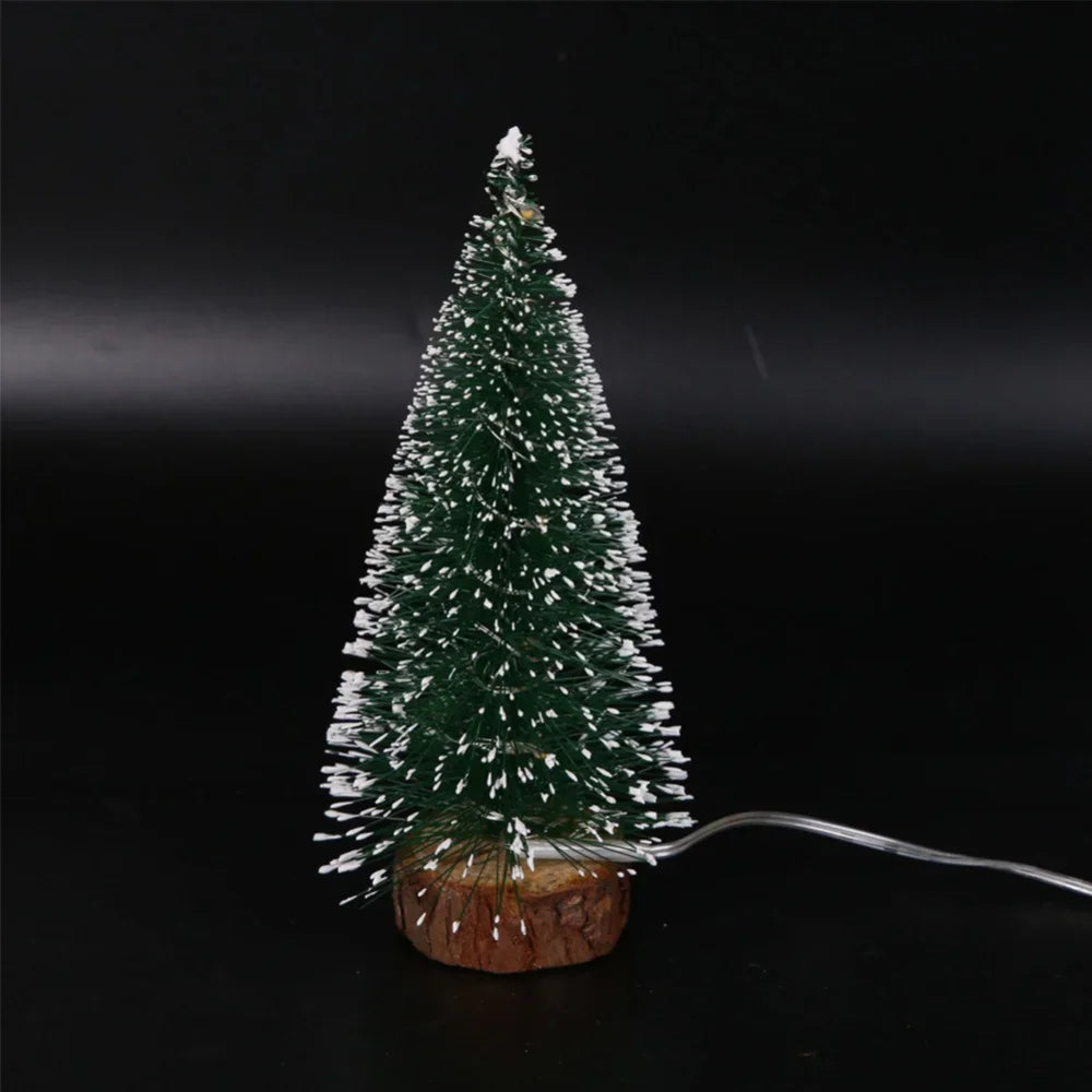 Mini Christmas Tree Decorations, Christmas Green Cedar LED Lights, Pine Needle Tree Ornament, Desktop Holiday Decor, Gift-Ready Christmas Decorations