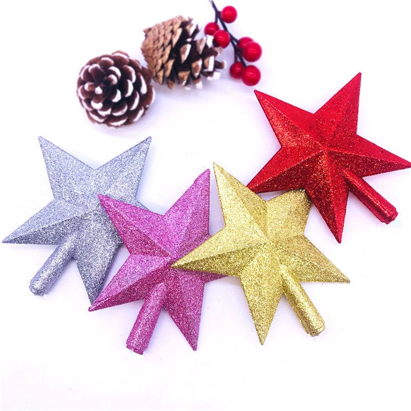 10/15/20cm Christmas Tree Top Star, Shiny Gold Powder Five-Pointed Star, Merry Christmas Home Decorations, New Year's Ornament