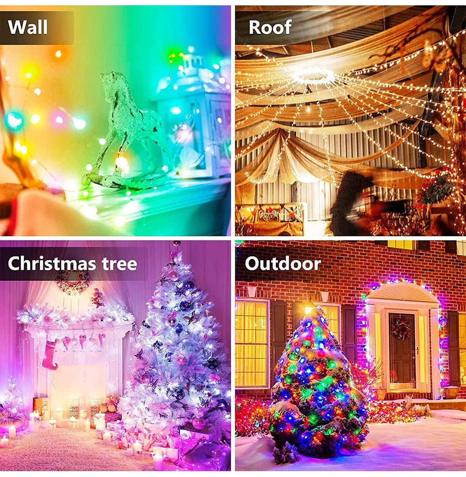 Aamasun 10M/5M LED String Lights, Bluetooth USB Smart Garland, Fairy Festoon Christmas Lights, Home, Bedroom, Party Decor with Remote Control, 3M