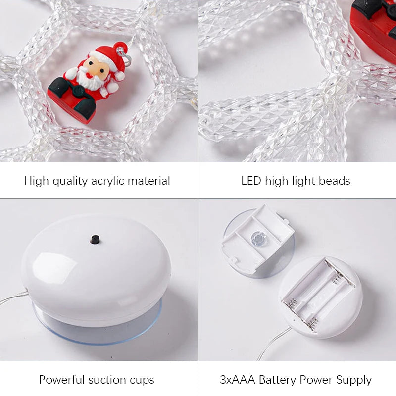 SHENZHITECH Christmas Window Lights with Suction Cups, Battery-Operated Warm White Suction Cup Lights, Christmas Decoration Lights for Windows