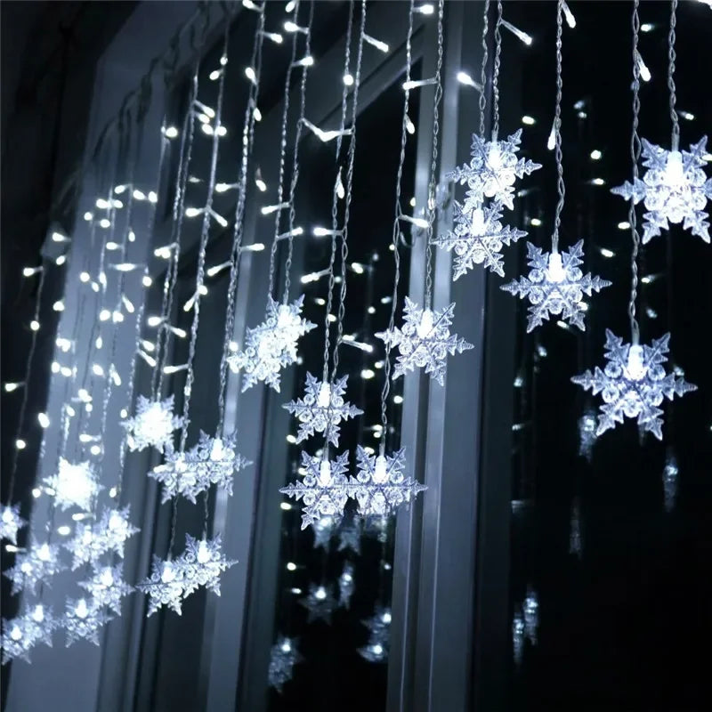 Hanging LED Ice Piton Fairy String Lights, Drooping Curtain Garland Christmas Lights for Eaves, Home, Outdoor, Party, and Garden Decoration