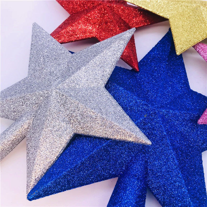 10/15/20cm Christmas Tree Top Star, Shiny Gold Powder Five-Pointed Star, Merry Christmas Home Decorations, New Year's Ornament