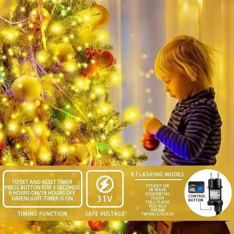 XMSJ 400 LED Christmas Tree Lights, Indoor and Outdoor Christmas Lights, Waterfall Lights for Holiday Decorations