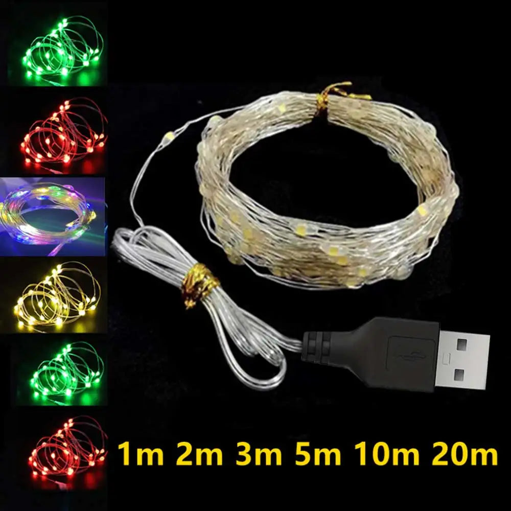 Acosh Neon 20M USB/Battery LED String Lights, Christmas Twinkle Copper and Silver Wire Garland, Waterproof Fairy Lights for Party and Holiday Decorations