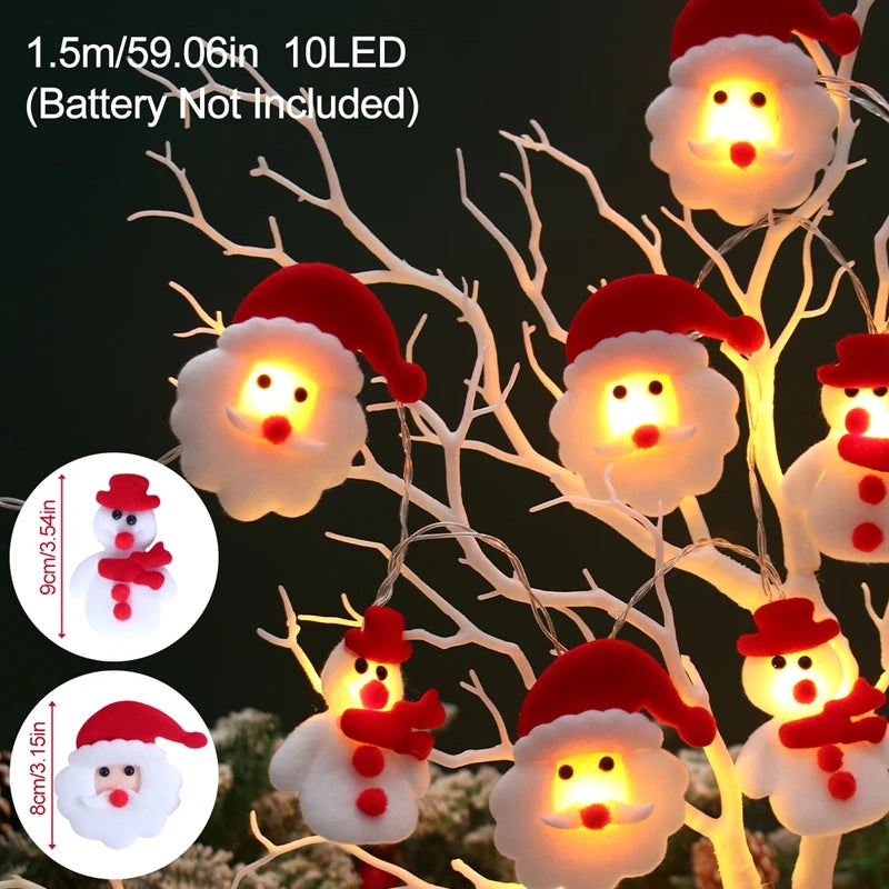 Christmas String Lights, Santa Claus and Snowman LED Decorative Garland, Light Lamp for Room and Party Decor