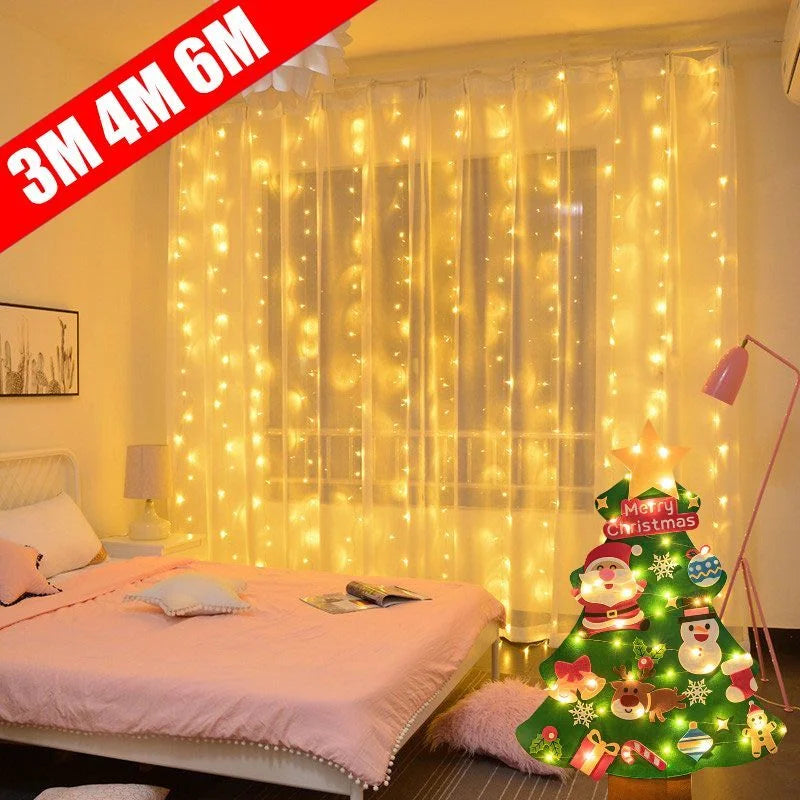 6M USB LED Curtain Lights, Festoon LED Light Garlands, Christmas Decorations 2024, String Lights for New Year and Street Garland