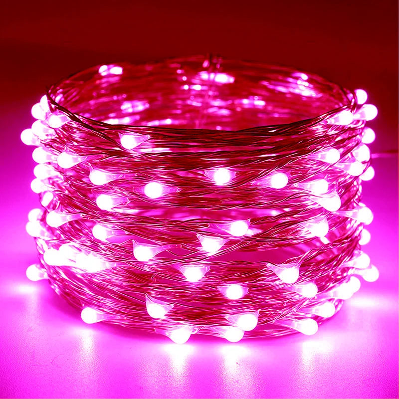 Acosh Neon 20M USB/Battery LED String Lights, Christmas Twinkle Copper and Silver Wire Garland, Waterproof Fairy Lights for Party and Holiday Decorations