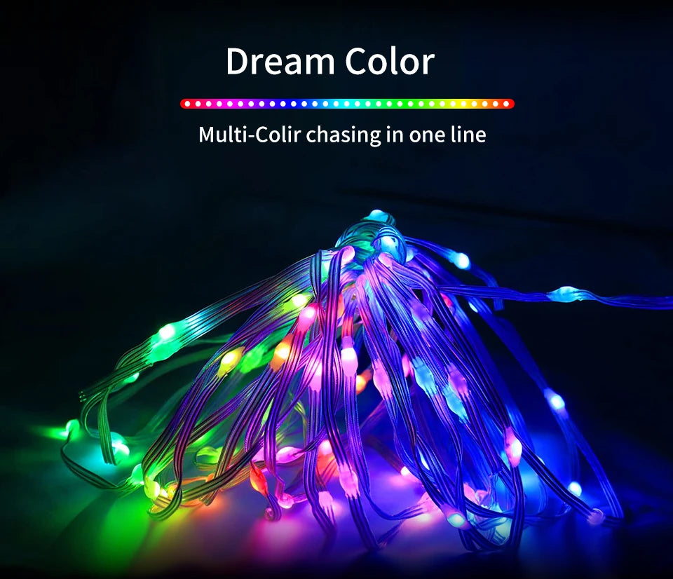 Aamasun 10M/5M LED String Lights, Bluetooth USB Smart Garland, Fairy Festoon Christmas Lights, Home, Bedroom, Party Decor with Remote Control, 3M