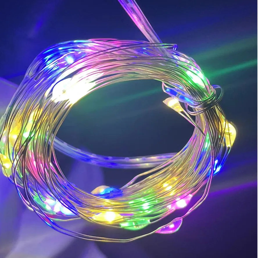 Acosh Neon 20M USB/Battery LED String Lights, Christmas Twinkle Copper and Silver Wire Garland, Waterproof Fairy Lights for Party and Holiday Decorations