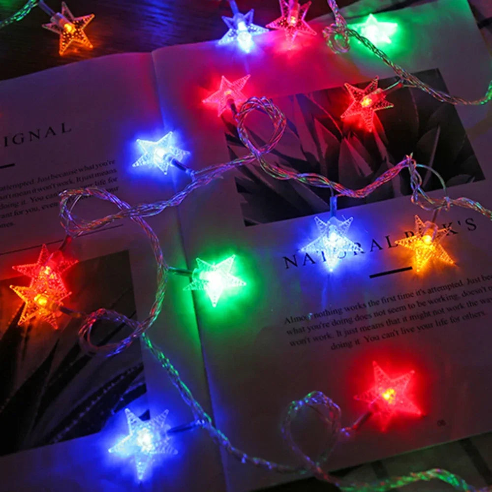 3M 20 LED Christmas String Lights, Outdoor Star Chain Garland, Fairy Bulb Lights for Party, Home, Wedding, Garden, and Christmas Decor