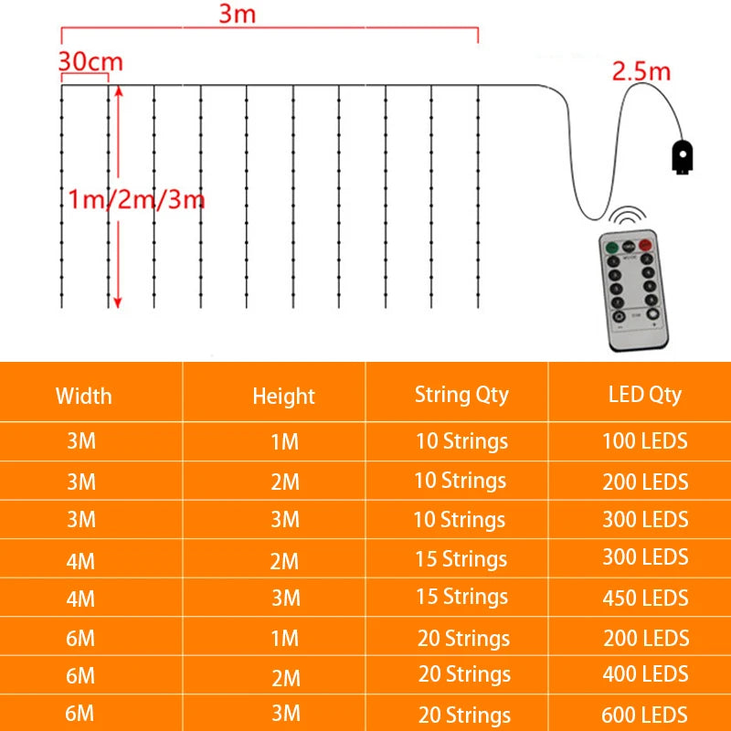 6M USB LED Curtain Lights, Festoon LED Light Garlands, Christmas Decorations 2024, String Lights for New Year and Street Garland