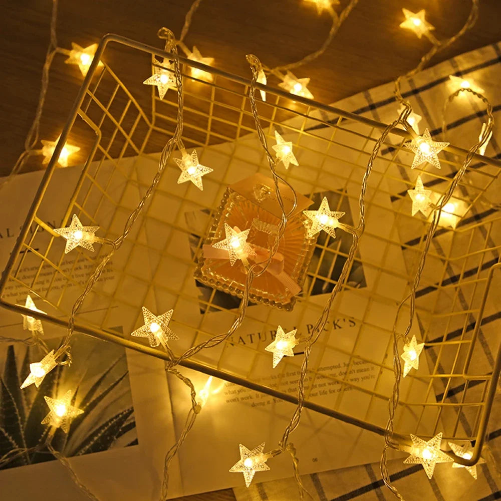 3M 20 LED Christmas String Lights, Outdoor Star Chain Garland, Fairy Bulb Lights for Party, Home, Wedding, Garden, and Christmas Decor