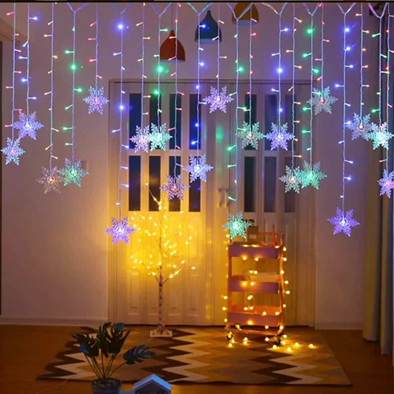 Hanging LED Ice Piton Fairy String Lights, Drooping Curtain Garland Christmas Lights for Eaves, Home, Outdoor, Party, and Garden Decoration