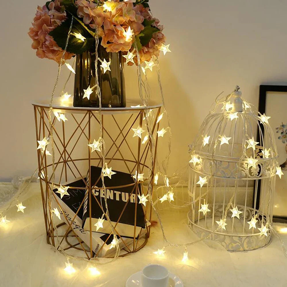 3M 20 LED Christmas String Lights, Outdoor Star Chain Garland, Fairy Bulb Lights for Party, Home, Wedding, Garden, and Christmas Decor