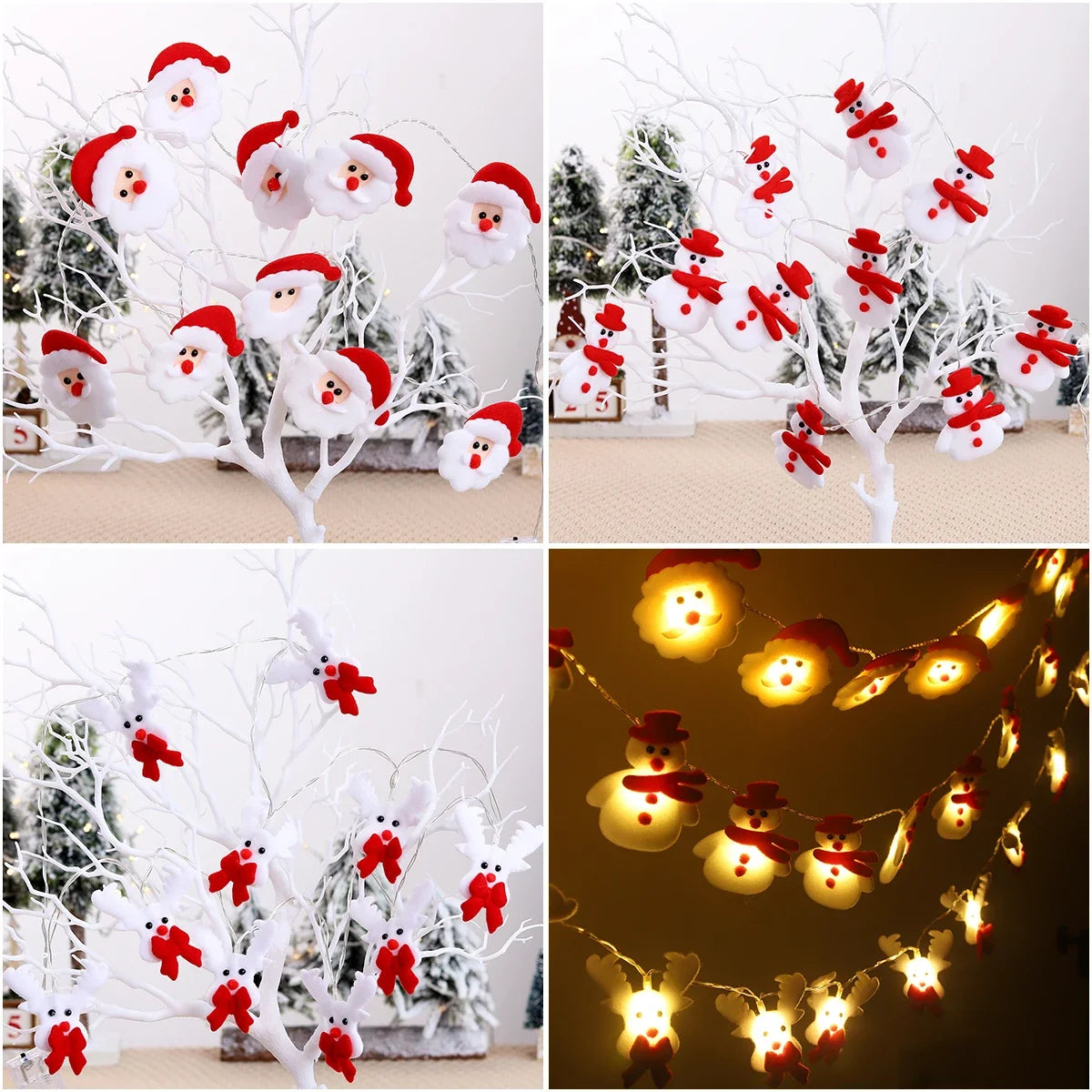 Snowman Christmas LED Garland String Lights, Merry Christmas Decorations for Home 2024, Christmas Tree Ornaments, Xmas Navidad Gifts