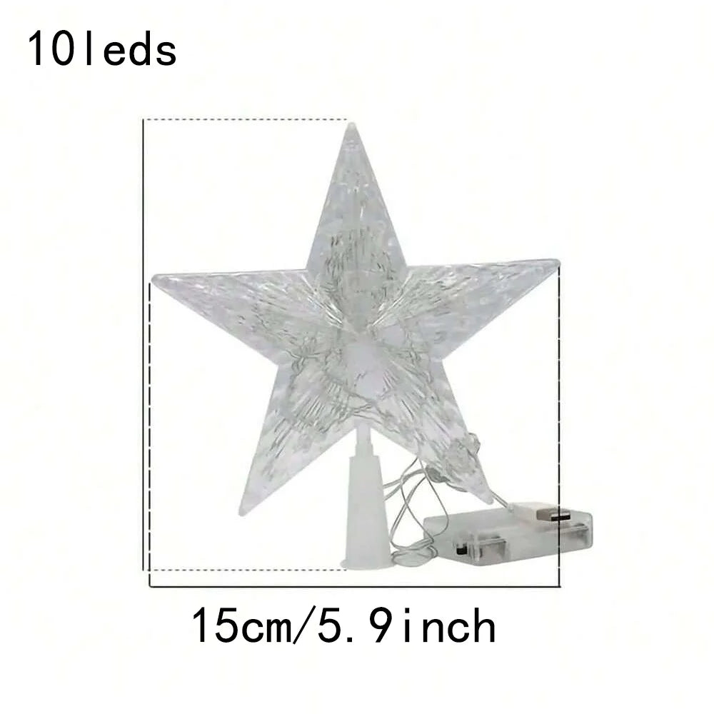 1 Piece 15/19cm Warm/White Christmas Tree Top Star LED Light Ornament, Christmas Decorations for Home, Xmas Trees, New Year Navidad