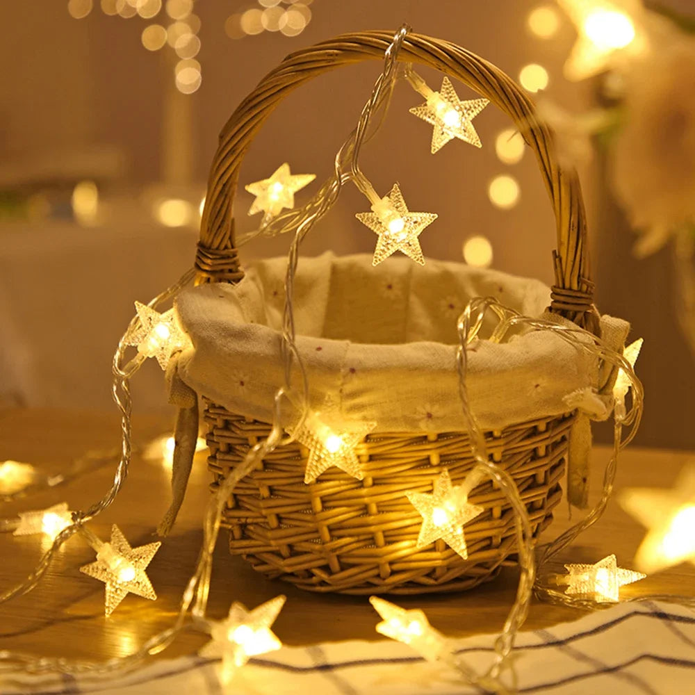 3M 20 LED Christmas String Lights, Outdoor Star Chain Garland, Fairy Bulb Lights for Party, Home, Wedding, Garden, and Christmas Decor