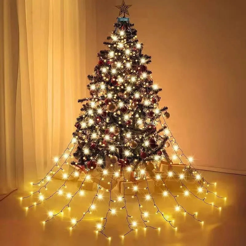 XMSJ 400 LED Christmas Tree Lights, Indoor and Outdoor Christmas Lights, Waterfall Lights for Holiday Decorations