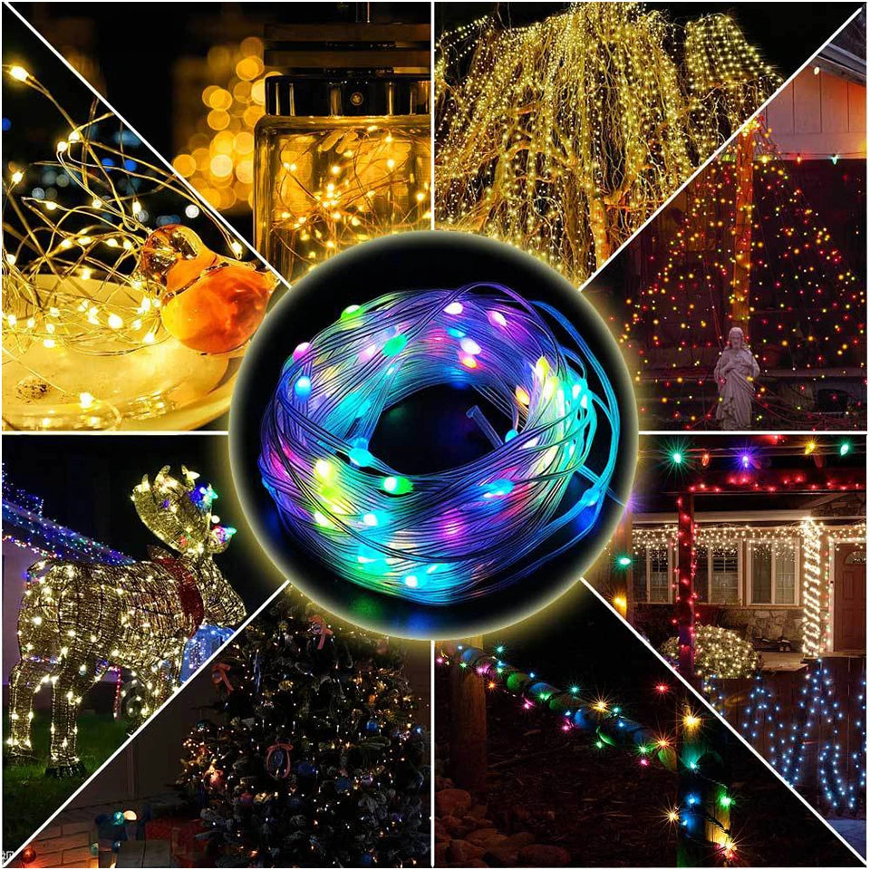 Aamasun 10M/5M LED String Lights, Bluetooth USB Smart Garland, Fairy Festoon Christmas Lights, Home, Bedroom, Party Decor with Remote Control, 3M