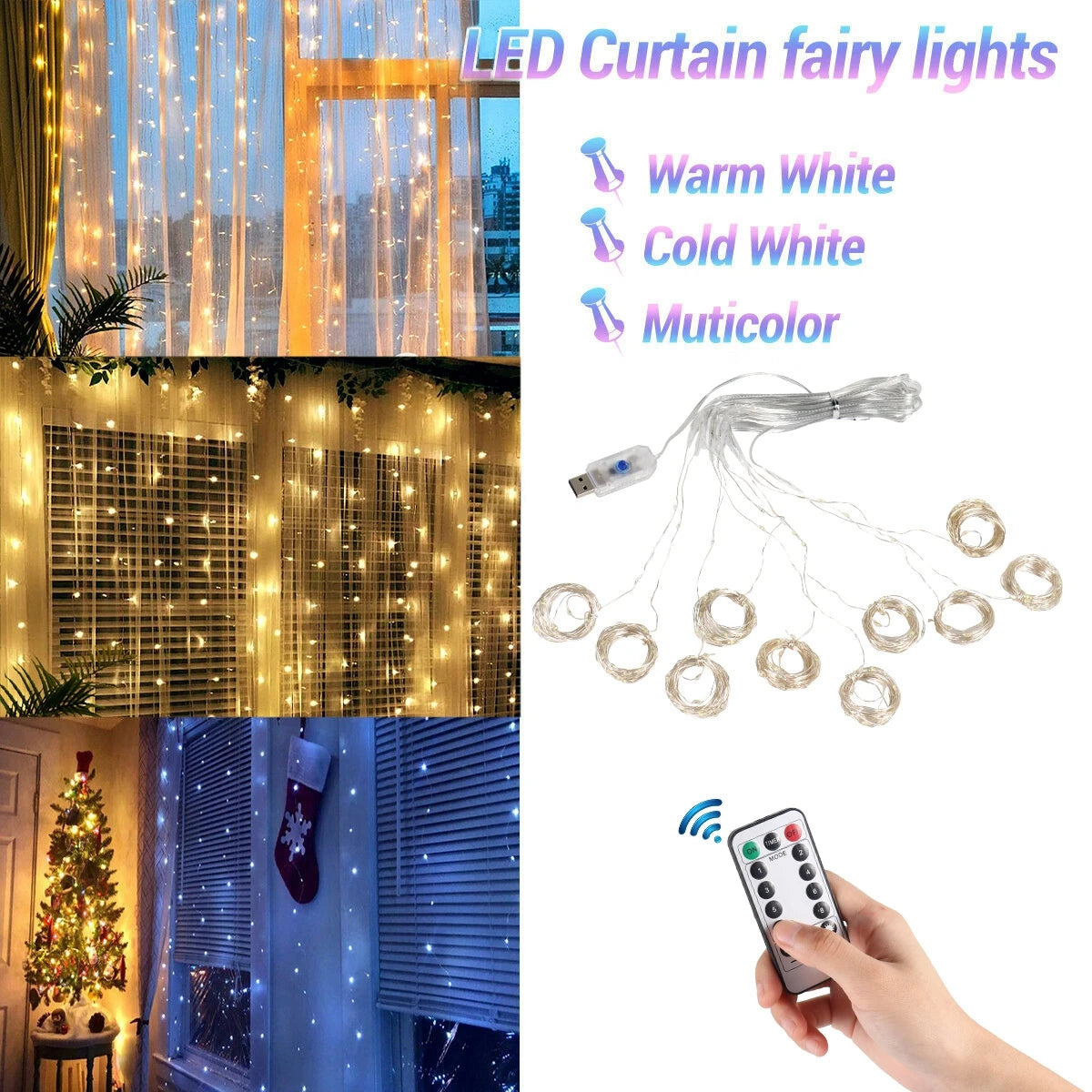 FENGRISE Christmas Lights Curtain Garland, Merry Christmas Decorations for Home, Xmas Ornaments, Navidad 2025 New Year Gifts and Decor