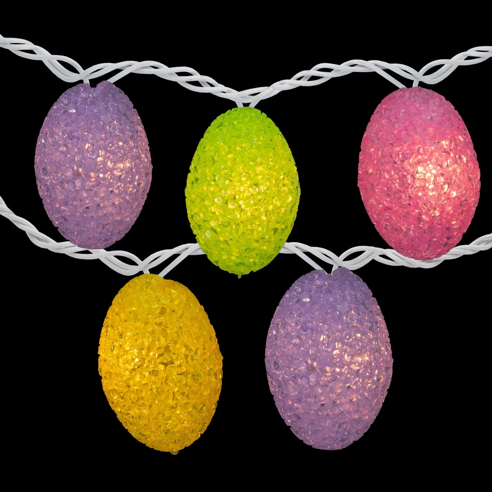 10Ct Pastel Easter Eggs String Light Set, 7.25Ft White Wire